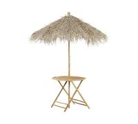 Beliani Table Bistro en Bambou avec Parasol Pliant pour Intérieur et Extérieur Molise