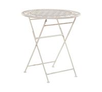 Beliani Table Bistrot Beige Clair Métal pour 2 Personnes Jardin Ronde