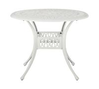 Beliani Table Bistrot Blanc Cassé Aluminium pour 4 Personnes Repas Jardin | Métal, Rond, Revêtu de poudre, À assembler entièrement, Charge Max 150 kg, Pour Extérieur, 90 x 90 x 72 cm