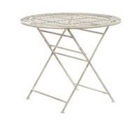 Beliani Table Bistrot Blanc Cassé Métal pour 4 Personnes Jardin en Acier