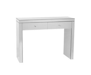 Beliani Table Coiffeuse Argentée Effet Miroir en Verre et MDF Console avec 2 Tiroirs au Design Moderne pour Intérieur Glamour