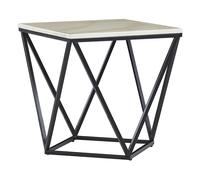 Beliani - Table d'Appoint 50 x 50cm en MDF Effet Marbre et Métal, blanc et noir
