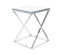 Beliani Table d'Appoint Argenté Verre Carré avec Plateau en Moderne | Glamour, Poli, Assemblage partiel requis, Charge Max 15 kg, 40 x 40 x 55 cm