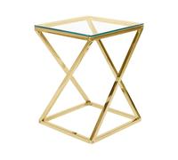 Beliani - Table d'Appoint - Beverly - Doré avec Plateau en Verre Moderne