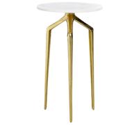 Beliani Table d'Appoint Blanc Marbre Rond Trépied Elégant | Pierre, Glamour, Brillant, Pieds à monter, Charge Max 5 kg, 30 x 30 x 54 cm