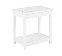 Beliani - Table d'appoint blanche avec plateau en verre ATTU
