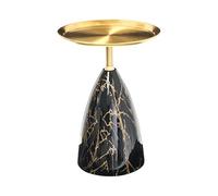 Beliani Table d'Appoint Glamour en Métal Ronde Table Basse Effet Marbre Noir et Doré Storm