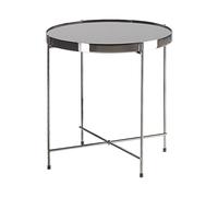 Beliani - Table d'Appoint - Lucea - Diamètre 40 cm, en Verre et Acier, Noir