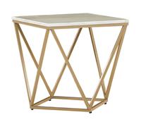Beliani - Table d'Appoint - Malibu - 50 x 50 cm - en MDF Effet Marbre et Mé
