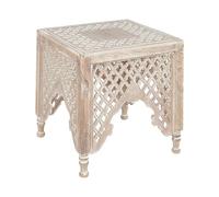 Beliani Table d'Appoint Marron Carré en Manguier Ajouré Oriental Bout