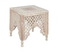 Beliani Table d'Appoint Marron Clair en Bois de Manguier Ajouré Oriental Bout de Canapé Kadma