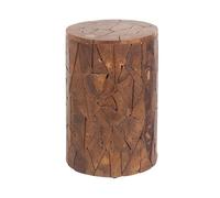Beliani Table d'Appoint Marron Teck Rond Basse Ronde en Rustique