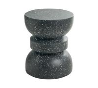 Beliani Table d'Appoint Moderne en Fibre de Verre Oxyde de Magnésium 37 cm en Forme de Sablier Effet Terrazzo Résistant UV Rouille Eau Vent Noire Faliro