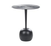 Beliani Table d'Appoint Noire en Aluminium à Socle en Boule Pied Fin et Plateau Rond Eucla