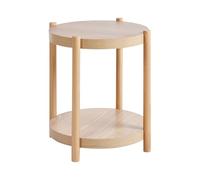 Beliani Table d'Appoint Ronde avec Étagère Design Traditionnel Scandinave MDF Bois Clair Connell