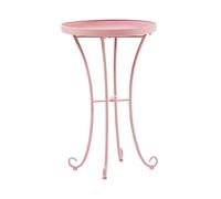 Beliani Table d'Appoint Tablette Ronde pour Jardin ou Terrasse 40 cm en Métal Rose Idéael pour Extérieurs Classiques Romantiques et Provançales