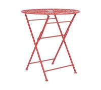 Beliani Table de Bistrot en Métal Rouge ⌀ 70 cm Ajouré Pliante pour Balcon ou Terrasse Scario