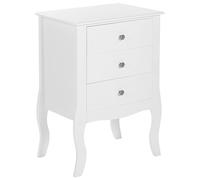 Beliani Table de Chevet Blanche avec 3 Tiroirs Pratiques Intégrés Ajout Idéal pour Chambre à Coucher au Style Rustique Scandinave et Moderne