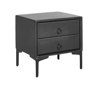 Beliani Table de Chevet en Cuir PU Noir avec 2 Tiroirs Pratiques Intégrés Ajout Idéal pour Chambre à Coucher au Style Moderne et Industriel