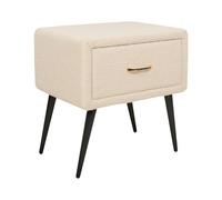 Beliani Table de Chevet en Tissu Bou eige et Métal Noir 1 Tiroir Pratique Elégant Flayat