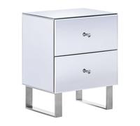 Beliani Table de Chevet en Verre Miroiravec 2 Tiroirs Pratiques et Pieds en Métal Idéale pour Chambre au Style Glamour et Moderne