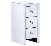 Beliani Table de Chevet au Design Glamour en Effet Miroir composé de 3 Tiroirs Argenté Brillant 60 cm de Hauteur