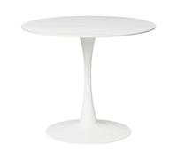 Beliani Table de Cuisine Ronde Minimaliste ø 90 cm Plateau en Pierre Frittée Base en Métal Effet Marbre Blanc Boca