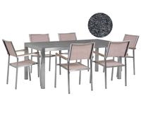 Beliani - Table de Jardin et 6 Chaises - Grosseto - Plateau en Granit Poli, 180x