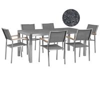 Beliani - Table de Jardin et 6 Chaises - Grosseto - Plateau en Granit Poli, 180x