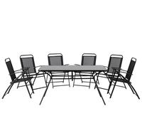 Beliani - Table de Jardin et 6 Chaises - Livo - en Acier et Textile, Noir