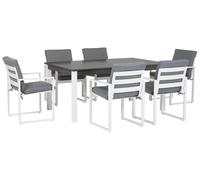 Beliani - Table de Jardin et 6 Chaises - Pancole - en Aluminium et Polyester, Bl