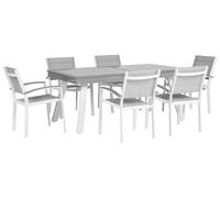 Beliani - Table de Jardin et 6 Chaises - Pereta - en Aluminium et Textile, Blanc