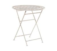 Beliani Table de Jardin ou Terrasse Bistrot Ronde et Pliante en Métal Beige Design Classique et Romantique