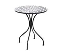 Beliani Table de Jardin Pliante en Métal Ronde avec Mosaïque en Céramique Blanc et Bleu Sirol