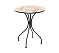 Beliani Table de Jardin Pliante en Métal Ronde Mosaïque Céramique Multicolore Settala