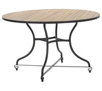 Beliani Table de Jardin Rustique Moderne en Bois d'Acacia Structure en Acier Ronde Marron Clair Lascari