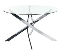 Beliani Table de Repas Argenté Verre de Sécurité pour 4 Personnes Ronde | Rond, Glamour, Chromé, À assembler entièrement, Charge Max 80 kg, Intérieur et Extérieur, 120 x 120 x 75 cm
