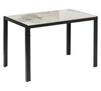 Beliani Table de Repas Blanc Céramique pour 4 Personnes Salle Manger | Rectangulaire, Revêtu de poudre, À assembler entièrement, Charge Max 25 kg, Intérieur et Extérieur, 70 x 120 x 75 cm