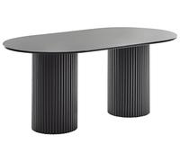 Beliani Table de Repas Ovale 180 x 100 cm en MDF et Bois d'Hévéa Noir Sheridan