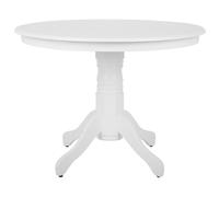 Table de Salle à Manger Ronde avec Plateau Blanc en Bois d'Ingénierie et Pied Central en Bois Massif de Style Traditionnel
