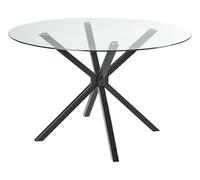 Beliani Table de Salle à Manger en Verre Trempé 120 cm Ronde Pied d'Appui Noire Meston
