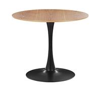 Beliani Table de Salle à Manger Industrielle Bois Clair Ronde MDF Base en Métal 90 cm Boca