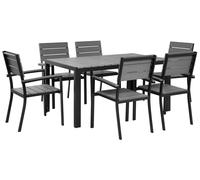 Beliani - Table et Chaises de Jardin - Como - en Aluminium et Bois Synthétique,