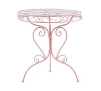 Beliani Table Ronde 70 cm de Type Bistrot en Métal Rose avec Ornaments Décoratifs pour Jardin Terrasse ou Balcon au Style Classique et Romantique