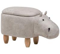 Beliani - Tabouret pour Enfant - Hippo - avec Rangement, en Cuir PU Gris Clair