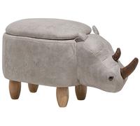 Beliani - Tabouret pour Enfant - Rhino - avec Rangement, en Cuir PU Gris Clair