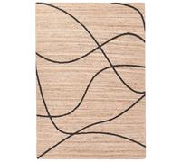 Beliani Tapis Boho Rustique en Jute 160 x 230 cm Tressé Accessoire Décoratifs Salon Chambre Beige et Noir Ghota
