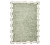 Beliani Tapis de Bain Moderne en Coton 60 x 90 cm Rectangulaire Motif Géométrique Accessoire Salle de Bain Vert et Beige Nangal