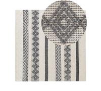 Beliani Tapis de Laine Doux Fabriqué à la Main Beige Clair et Gris 200 x 200 cm Davutlar