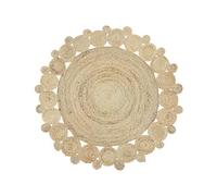 Beliani Tapis Déco Rond Beige en Jute en Forme de Cercle pour Chambre et Salon au Style Bohème et Campagne ø 120 cm